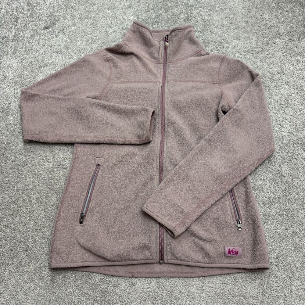 REI Co-op Full Zip Lightweight Outdoor Fleece Jacket Womens Small Purple Pockets